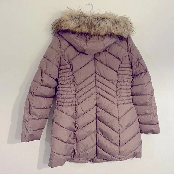 PRICE DROP Laundry By Shelli Segal Rose color Puffer Coat with Faux Fur Hood - Picture 2 of 7